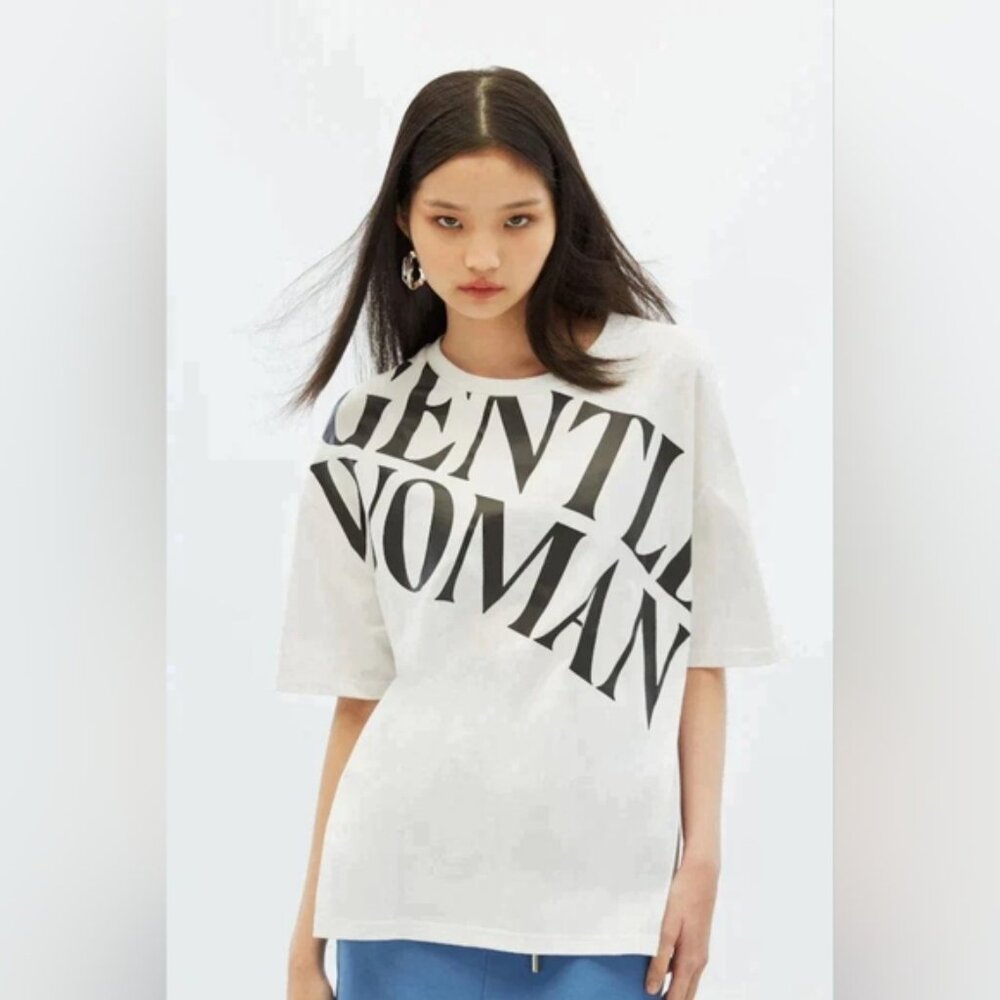 Gentlewoman Retro 90s Style Letter Logo Oversized Boxy Urban Street T-Shirt L - Picture 1 of 9